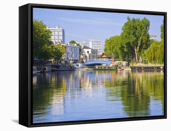 Canal Boats, Little Venice, Maida Vale, London, England-Jane Sweeney-Framed Stretched Canvas