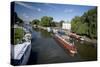 Canal Boats on the River Ouse, Ely, Cambridgeshire, England-null-Stretched Canvas