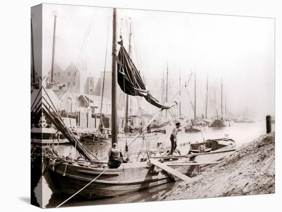 Canal Boats, Rotterdam, 1898-James Batkin-Stretched Canvas