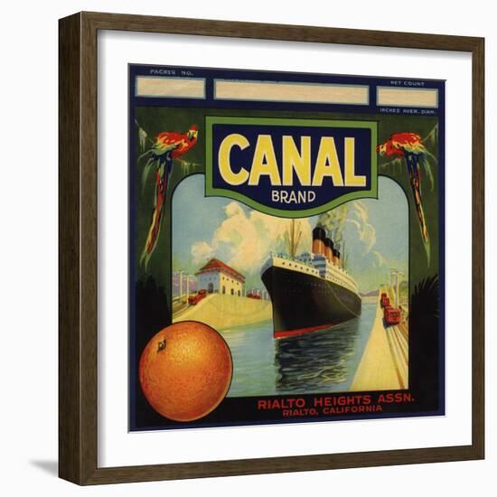 Canal Brand - Rialto, California - Citrus Crate Label-Lantern Press-Framed Art Print