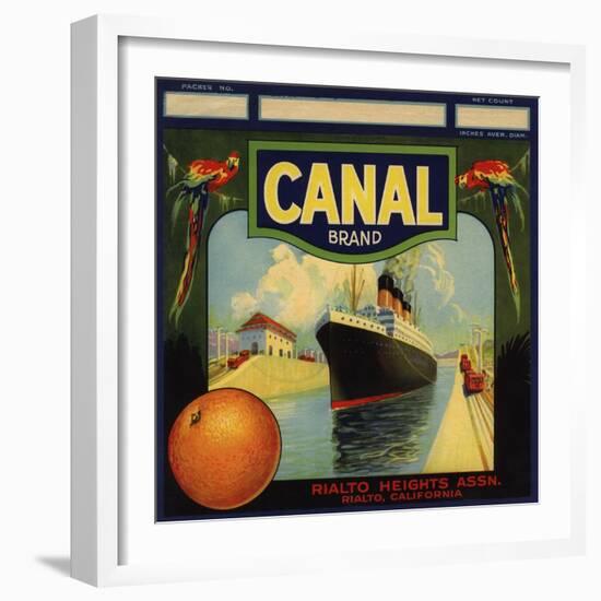 Canal Brand - Rialto, California - Citrus Crate Label-Lantern Press-Framed Art Print