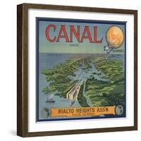 Canal Brand - Rialto, California - Citrus Crate Label-Lantern Press-Framed Art Print