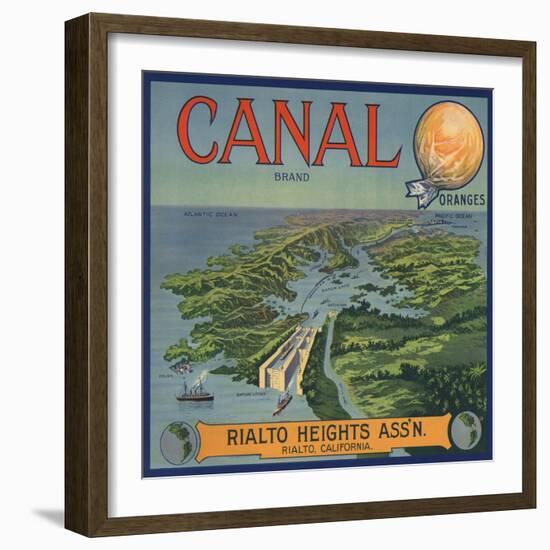 Canal Brand - Rialto, California - Citrus Crate Label-Lantern Press-Framed Art Print