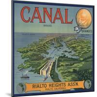 Canal Brand - Rialto, California - Citrus Crate Label-Lantern Press-Mounted Art Print