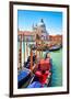 Canal Gondolas & Church Venice-null-Framed Premium Giclee Print