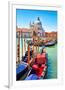 Canal Gondolas & Church Venice-null-Framed Premium Giclee Print