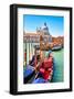 Canal Gondolas & Church Venice-null-Framed Art Print