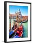 Canal Gondolas & Church Venice-null-Framed Art Print