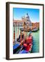 Canal Gondolas & Church Venice-null-Framed Art Print