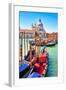 Canal Gondolas & Church Venice-null-Framed Art Print