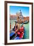 Canal Gondolas & Church Venice-null-Framed Art Print