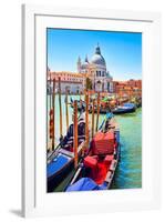 Canal Gondolas & Church Venice-null-Framed Art Print