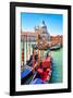 Canal Gondolas & Church Venice-null-Framed Art Print