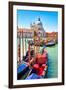 Canal Gondolas & Church Venice-null-Framed Art Print