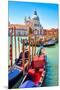 Canal Gondolas & Church Venice-null-Mounted Art Print