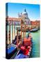 Canal Gondolas & Church Venice-null-Stretched Canvas