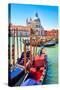 Canal Gondolas & Church Venice-null-Stretched Canvas