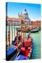 Canal Gondolas & Church Venice-null-Stretched Canvas