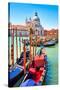 Canal Gondolas & Church Venice-null-Stretched Canvas