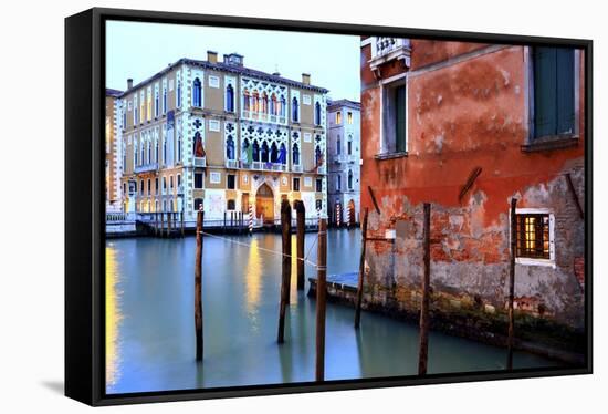 Canal Grande, a View near the Accademia Bridge.-Stefano Amantini-Framed Stretched Canvas