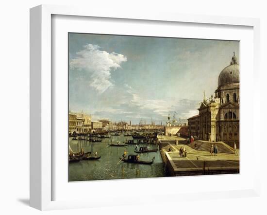 Canal Grande and the church Sta. Maria Salute in Venice.-Canaletto-Framed Giclee Print