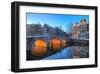 Canal In Amsterdam Netherlands-null-Framed Art Print