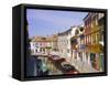 Canal in Burano, Venice, Italy-Fraser Hall-Framed Stretched Canvas
