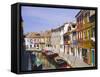 Canal in Burano, Venice, Italy-Fraser Hall-Framed Stretched Canvas