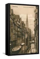 Canal in Old Hamburg, Germany-null-Framed Stretched Canvas