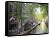 Canal in the Red Light District, Amsterdam, Netherlands, Europe-Amanda Hall-Framed Stretched Canvas