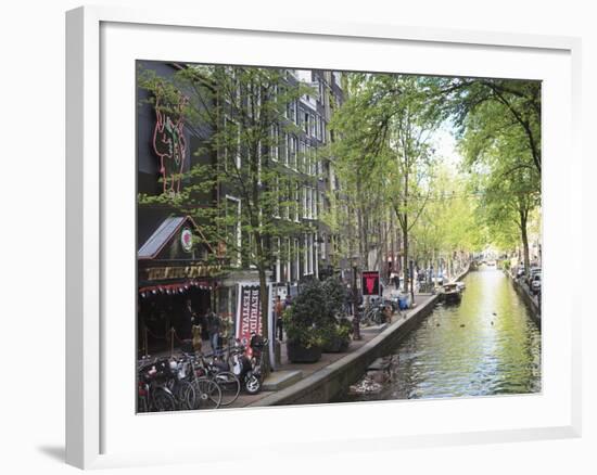 Canal in the Red Light District, Amsterdam, Netherlands, Europe-Amanda Hall-Framed Photographic Print