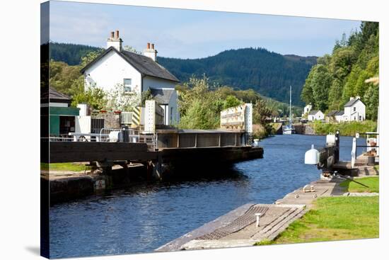 Canal Lock at Cairnbaan Bridge on the Crinan Canal in Scotland-naumoid-Stretched Canvas