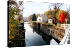 Canal Lock Fall Scene, Kingston, New Jersey-George Oze-Stretched Canvas