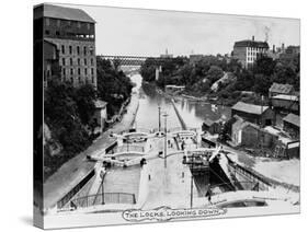 Canal Locks at Lockport-null-Stretched Canvas