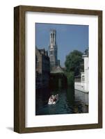 Canal, old houses, and the Belfrey of the Tour Des Halles in Bruges-Unknown-Framed Photographic Print