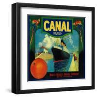 Canal Orange Label - Rialto, CA-Lantern Press-Framed Art Print