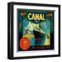 Canal Orange Label - Rialto, CA-Lantern Press-Framed Art Print