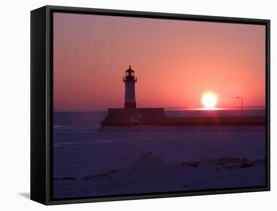 Canal Park Lighthouse at Dawn, Canal Park, Duluth, Minnesota, USA-Maresa Pryor-Framed Stretched Canvas