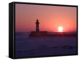 Canal Park Lighthouse at Dawn, Canal Park, Duluth, Minnesota, USA-Maresa Pryor-Framed Stretched Canvas