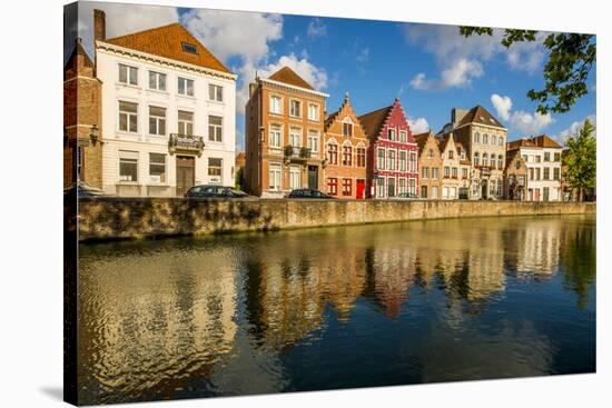 Canal scene, Bruges, West Flanders, Belgium.-Michael DeFreitas-Stretched Canvas