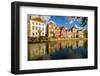 Canal scene, Bruges, West Flanders, Belgium.-Michael DeFreitas-Framed Photographic Print