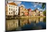 Canal scene, Bruges, West Flanders, Belgium.-Michael DeFreitas-Mounted Photographic Print