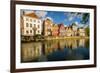 Canal scene, Bruges, West Flanders, Belgium.-Michael DeFreitas-Framed Photographic Print