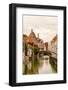 Canal scene, Bruges, West Flanders, Belgium.-Michael DeFreitas-Framed Photographic Print