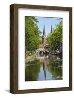Canal Scene with Bridge, 16th Century East Port Gate Towers, Delft, Holland, Europe-James Emmerson-Framed Photographic Print