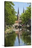 Canal Scene with Bridge, 16th Century East Port Gate Towers, Delft, Holland, Europe-James Emmerson-Stretched Canvas