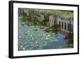 Canal Scene with Reflections and Floating Lilies, Delft, Holland, Europe-James Emmerson-Framed Photographic Print