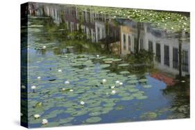 Canal Scene with Reflections and Floating Lilies, Delft, Holland, Europe-James Emmerson-Stretched Canvas