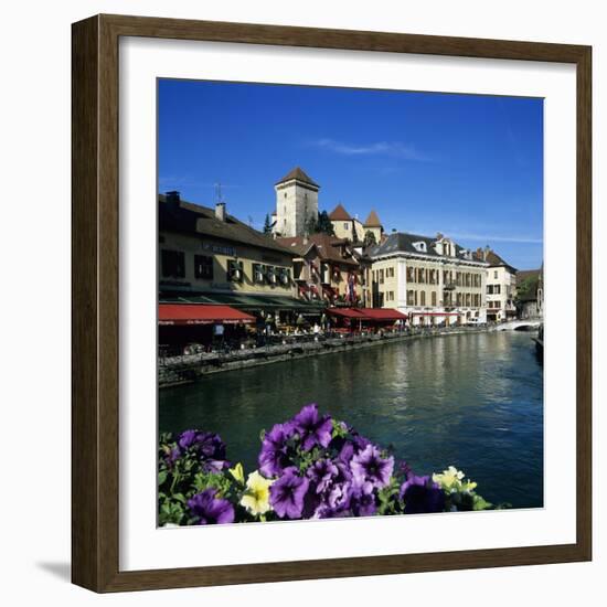 Canal Side Restaurants Below the Chateau, Annecy, Lake Annecy, Rhone Alpes, France, Europe-Stuart Black-Framed Photographic Print