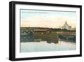 Canal, State House, Providence, Rhode Island-null-Framed Art Print